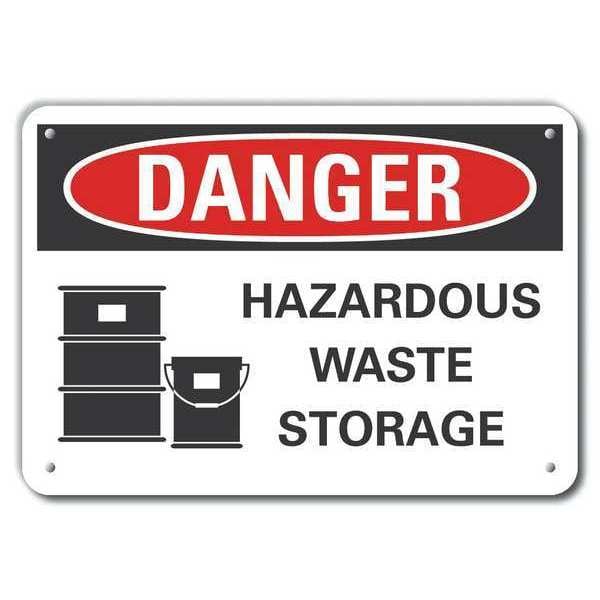 Lyle Reflective Hazardous Waste Danger Sign, 7 in H, 10 in W, Vertical Rectangle, LCU4-0213-RA_10X7 - LCU4-0213-RA_10X7