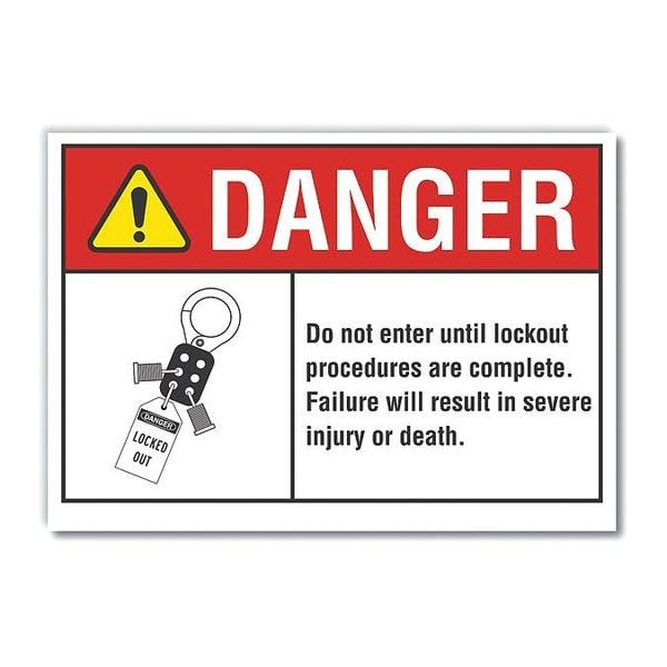 Lyle Lockout Tagout Danger Label, 10 in Height, 14 in Width, Polyester, Horizontal Rectangle, English - LCU4-0162-ND_14X10