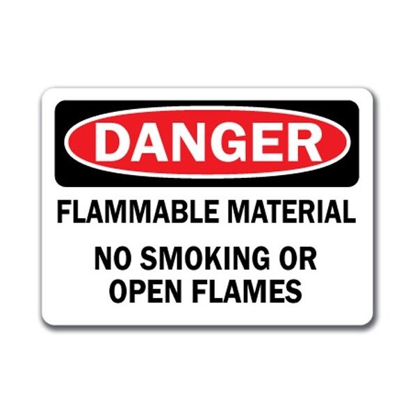 Signmission Danger Sign-Flammable Material No Smoking Or Flames-10x14 OSHA, 10" L, 14" H, DS- Flammable Material - DS- FLAMMABLE MATERIAL