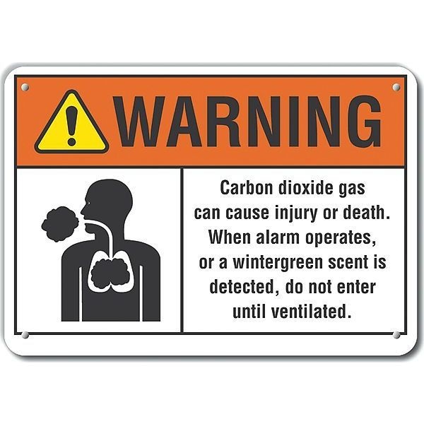 Lyle Aluminum Carbon Dioxide  Warning Sign, 7 in Height, 10 in Width, Aluminum, Vertical Rectangle - LCU6-0016-NA_10X7