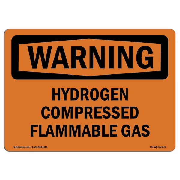 Signmission OSHA Warning Sign, 18" Height, 24" Width, Aluminum, Hydrogen Compressed Flammable Gas, Landscape - OS-WS-A-1824-L-12190