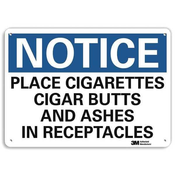 Lyle Place Cigarettes Cigar Butts and Ashes In Receptacles, 10 in x 14 in, Aluminum, U5-1447-RA_14X10 - U5-1447-RA_14X10
