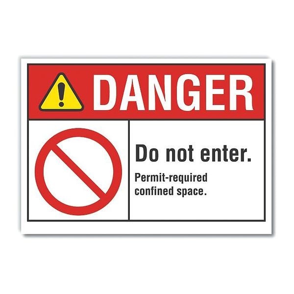 Lyle Confined Space Danger Label, 5 in H x 7 in W, Polyester, Horizontal Rectangle - LCU4-0109-ND_7X5