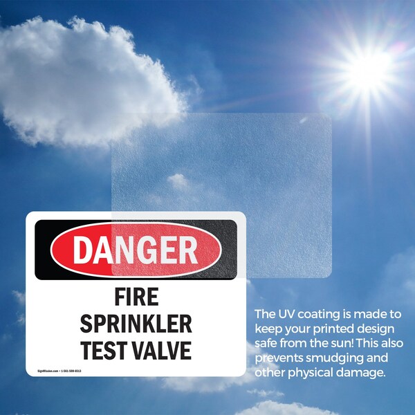 Signmission Fire Sprinkler Test Valve Danger Sign, Vinyl Decal, 7in W x 5in L, 2PK - OS-2PACK-DS-D-57-L-2384