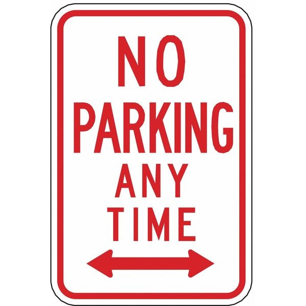 Zing No Parking Any Time Sign, 18X12", Aluminum, 2268 - 2268
