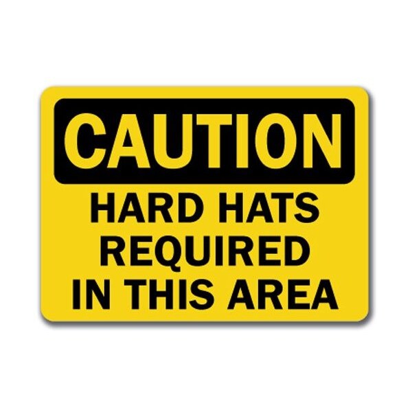 Signmission Caution Sign-Hard Hats Required in this Area-10in x 14in OSHA Safety Sign, 14" H, CS-Hard Hat 3 - CS-HARD HAT 3