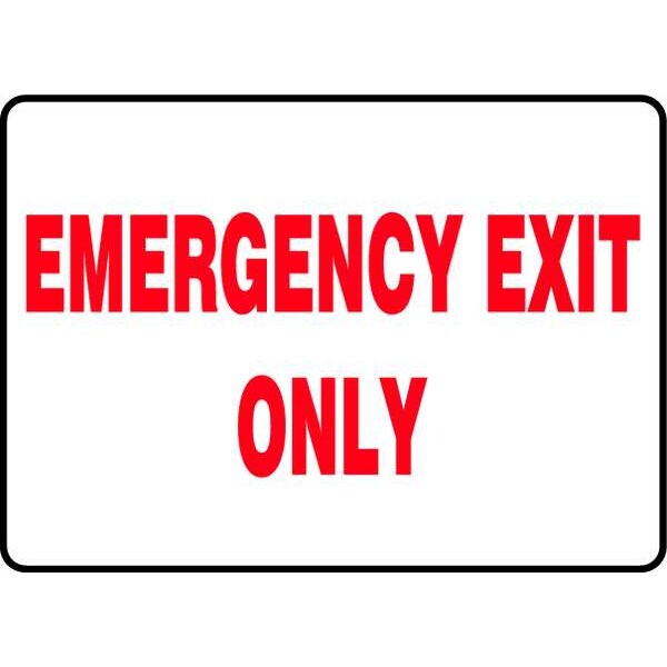 Accuform Exit Sign, Plastic, 10" W, 7" H, Emergency Exit Only, Red - MEXT586VP