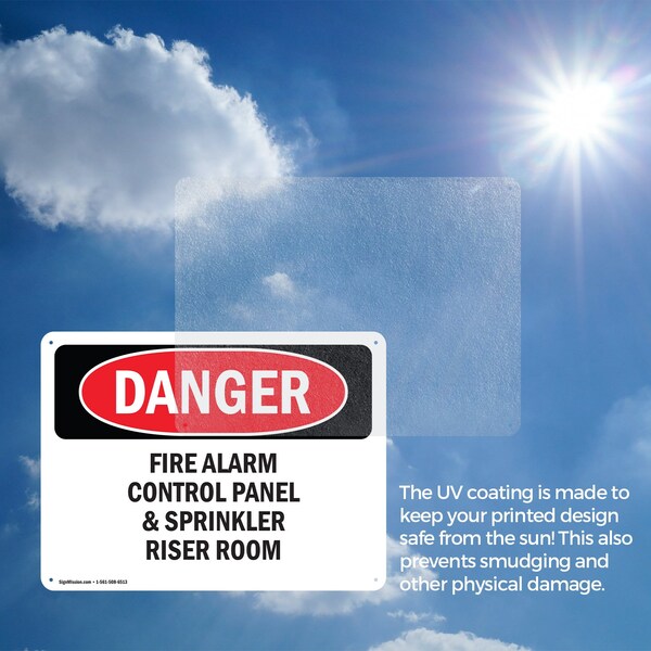 Signmission Fire Alarm Control Panel And Sprinkler Riser Room Danger Sign, Plastic, 10in W x 7in L, 2PK - OS-2PACK-DS-P-710-L-2378