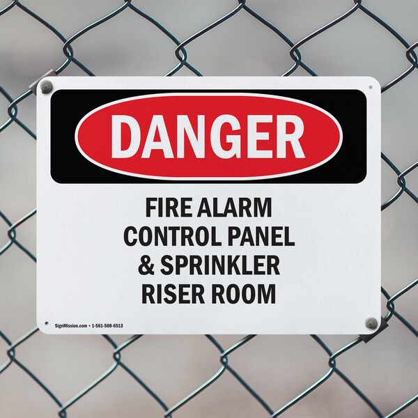 Signmission Fire Alarm Control Panel And Sprinkler Riser Room Danger Sign, Plastic, 10in W x 7in L, 2PK - OS-2PACK-DS-P-710-L-2378