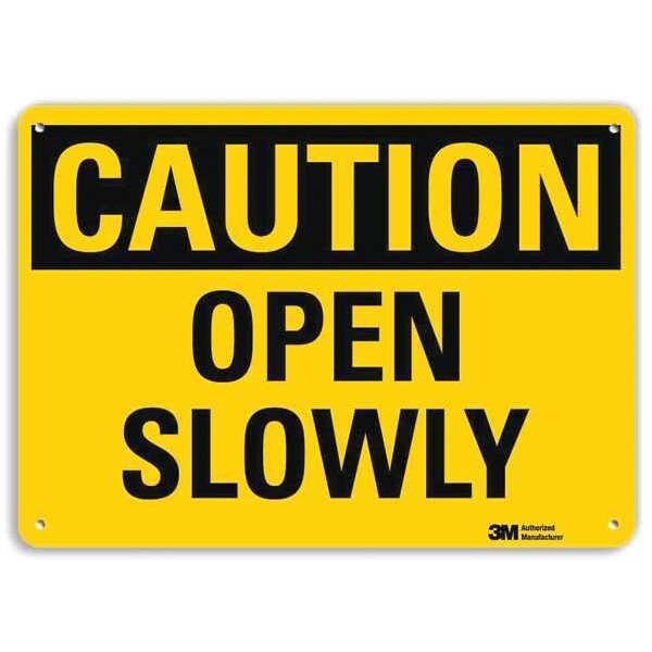 Lyle Caution, Open Slowly, 10 in x 14 in, Horizontal Rectangle, Aluminum, U4-1569-RA_14X10 - U4-1569-RA_14X10