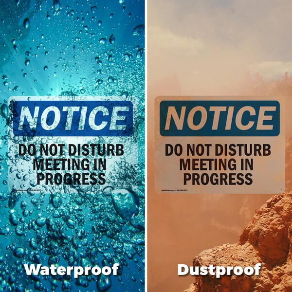 Signmission Do Not Disturb Meeting In Progress, 5 in W x Rectangle, Vinyl Decal - OS-2PACK-NS-D-35-L-11145
