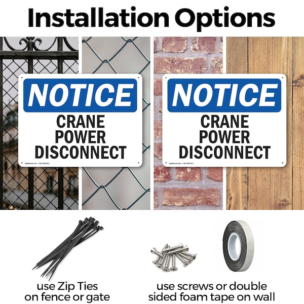 Signmission Crane Power Disconnect, 14 in W x Rectangle, Plastic - OS-2PACK-NS-P-1014-L-15378