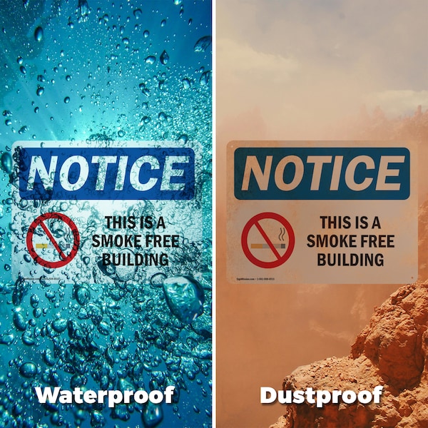 Signmission This Is A Smoke Free Building OSHA Notice Sign, Vinyl Decal, 18in W x 12in L, 2PK - OS-2PACK-NS-D-1218-L-16687