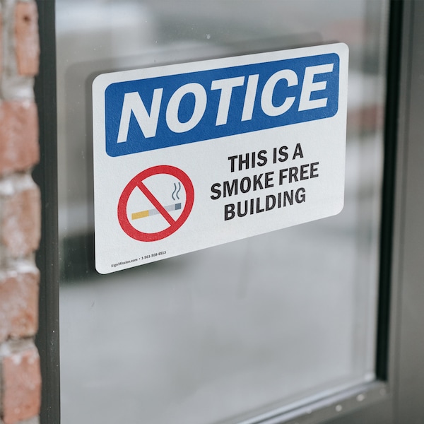 Signmission This Is A Smoke Free Building OSHA Notice Sign, Vinyl Decal, 18in W x 12in L, 2PK - OS-2PACK-NS-D-1218-L-16687