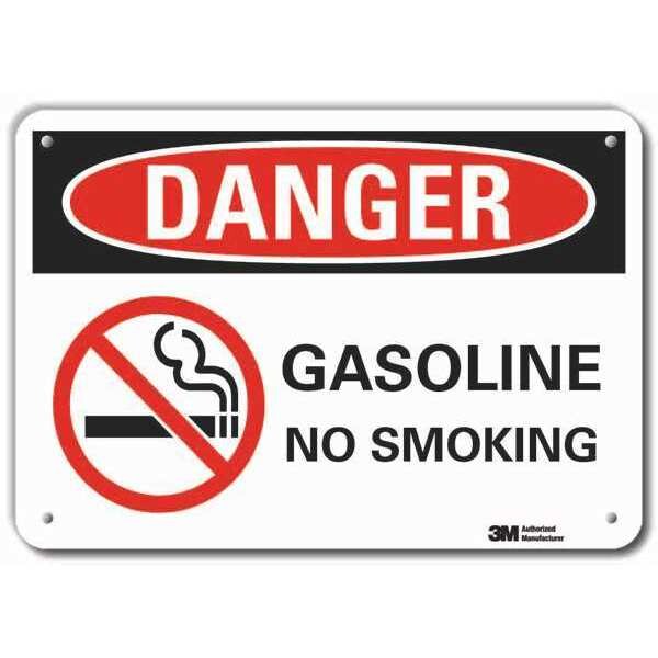 Lyle Danger, Gasoline No Smoking, 10 in W x 7 in H, Vertical Rectangle, Aluminum - LCU4-0271-RA_10X7