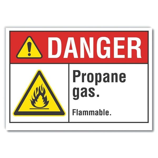 Lyle Propane Danger Label, 10 in H, 14 in W, Polyester, Horizontal Rectangle, English, LCU4-0013-ND_14X10 - LCU4-0013-ND_14X10