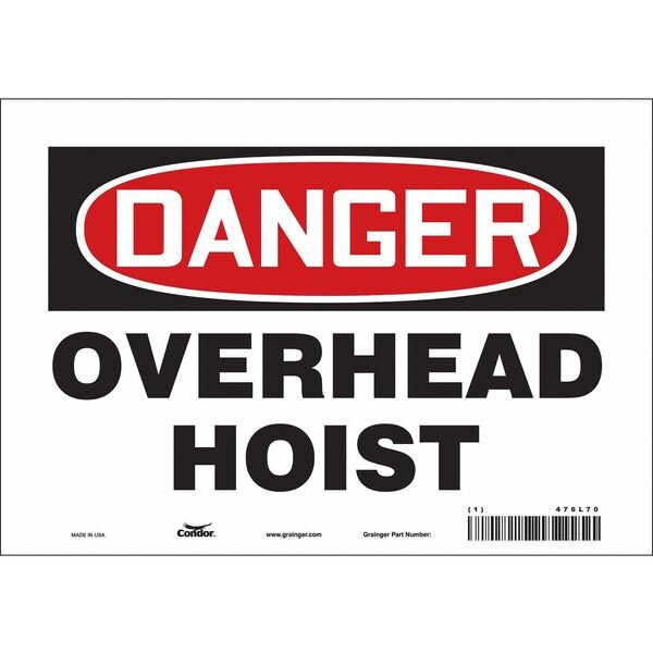 Condor Danger, OVERHEAD HOIST, 10 in W x 7 in H, Vertical Rectangle, Vinyl, 476L70 - 476L70