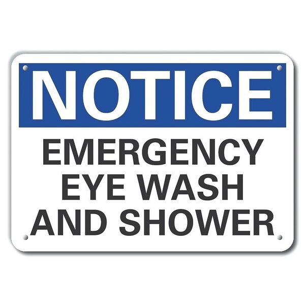 Lyle Notice, Emergency Eye Wash And Shower, 7 in x 10 in, Vertical Rectangle, Aluminum, LCU5-0144-RA_10X7 - LCU5-0144-RA_10X7