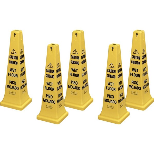 Rubbermaid Commercial 36" Safety Cone, 36" Height, 12.2" Width, Plastic, Cone, Spanish; English - RCP627677CT