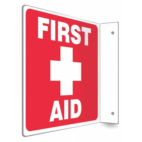 Condor FIRST AID, 8 in W x 8 in H, L-Shape Projection, PETG, 480W49 - 480W49