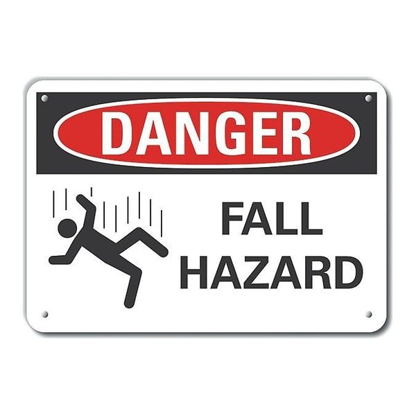Lyle Alum Danger Fall Hazard, 10"x7", LCU4-0253-NA_10X7 - LCU4-0253-NA_10X7