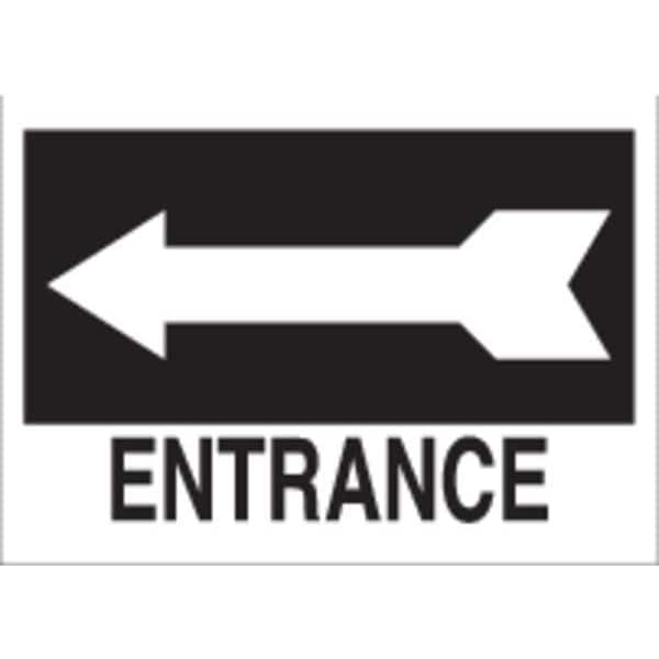 Brady Entrance Sign, English, 14 in W, 6 1/2 in H, Polyester, White - 84626
