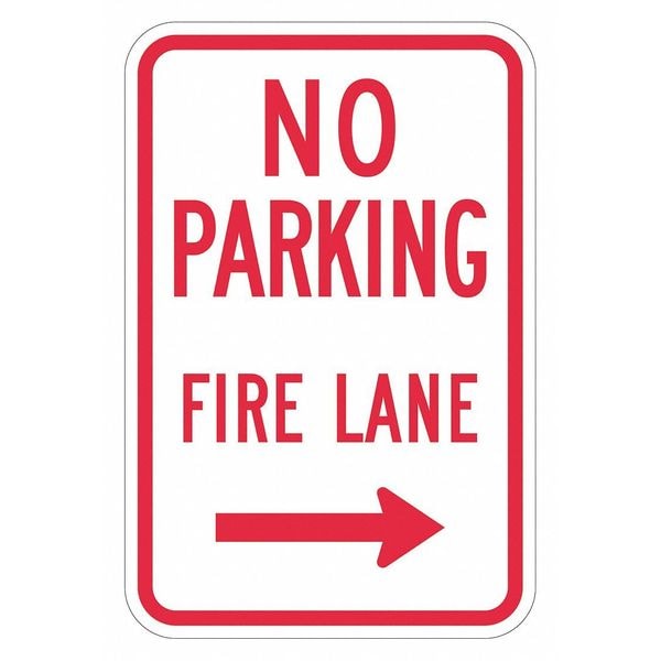 Lyle No Parking Fire Lane (Right Arrow) Parking Sign, 18 in Height, 12 in Width, Aluminum, English - T1-2847-HI_12X18