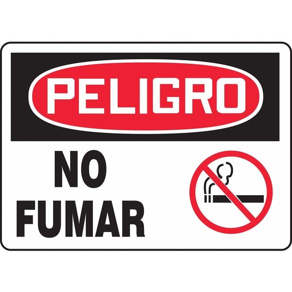 Accuform No Smoking Sign Spanish, 7 in Height, 10 in Width, Plastic, Rectangle, Spanish - SHMSMK026VP