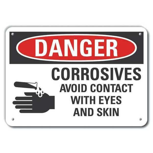 Lyle Aluminum Corrosive Materials Danger Sign, 10 in H, 14 in W, Horizontal Rectangle, LCU4-0218-NA_14X10 - LCU4-0218-NA_14X10