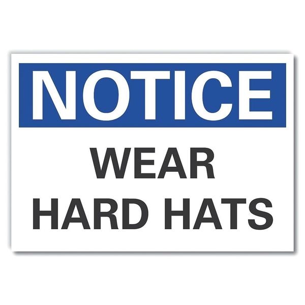 Lyle Hard Hats Notice Label, 5 in Height, 7 in Width, Polyester, Horizontal Rectangle, English - LCU5-0090-ND_7X5