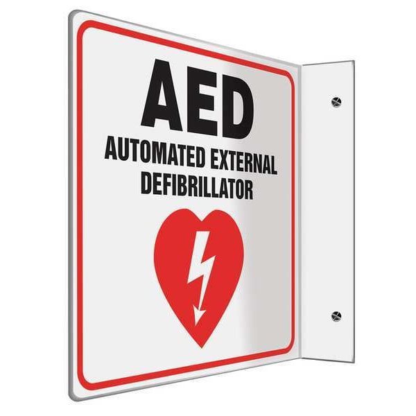 Accuform Aed Automated External Defibrillator, 8" W x 8" H, L-Shaped, Plastic, PSP721 - PSP721