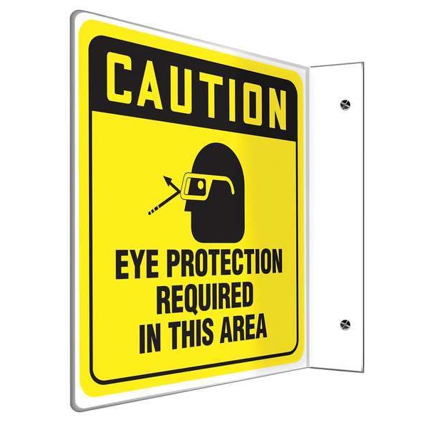 Accuform L-Shape Projection Sign, 8 in Height, 8 in Width, Plastic, L-Shaped, English - PSP471