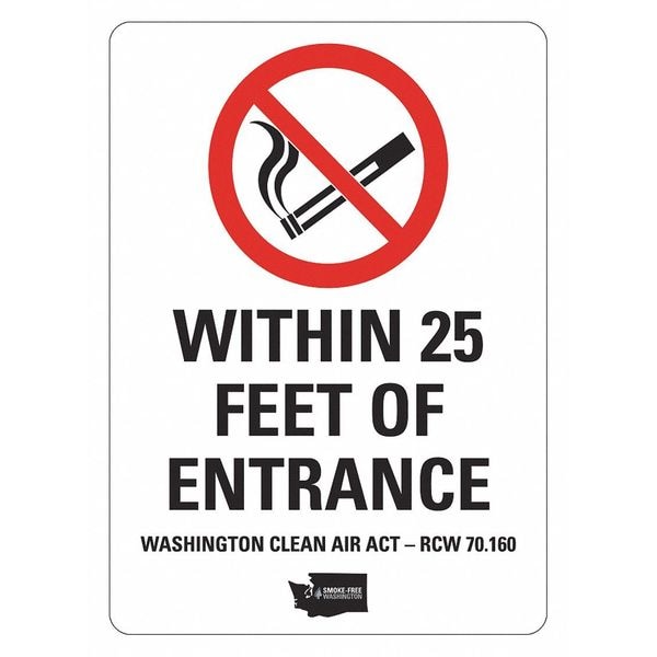 Lyle No Smoking Sign, 7" H, 5 in W, Reflective Sheeting, Vertical Rectangle, English, LCU1-2007-NP_5x7 - LCU1-2007-NP_5X7