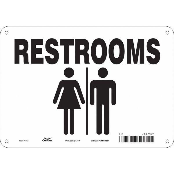 Condor RESTROOMS, 10 in W x 7 in H, Vertical Rectangle, Polyethylene, 473Y37 - 473Y37