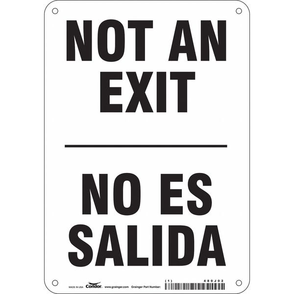 Condor Exit Sign, Plastic, 7" W, 10" H, Not An Exit/No Es Salida, White - 480J02