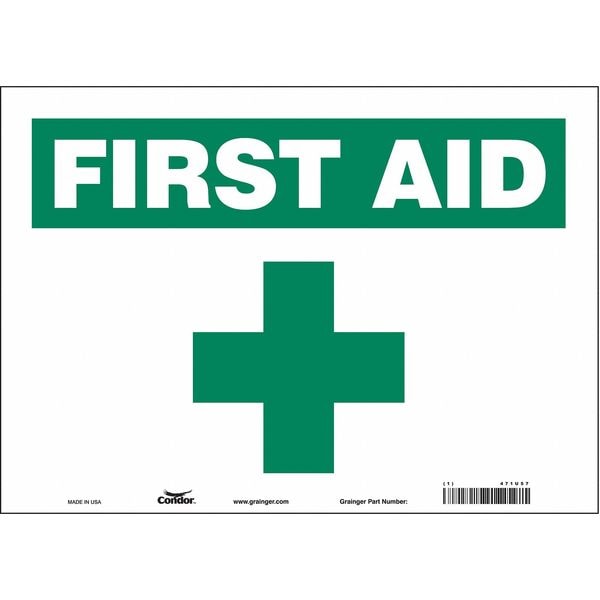 Condor First Aid, 14 in W x 10 in H, Horizontal Rectangle, Vinyl, 471U57 - 471U57