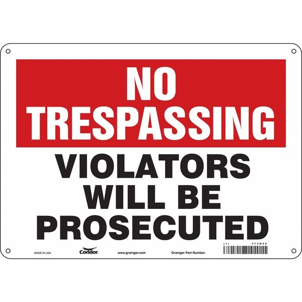 Condor Safety Sign, 10 in Height, 14 in Width, Polyethylene, Horizontal Rectangle, English, 473M68 - 473M68