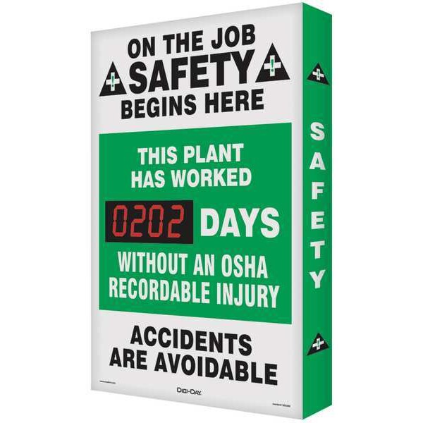 Accuform Electronic Safety Scoreboard, 28 in H x, 20 in W, Aluminum - SCK114