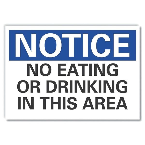 Lyle Notice, No Eating Or Drinking In This Area, 10 in W x 7 in H, Vertical Rectangle, LCU5-0166-RD_10X7 - LCU5-0166-RD_10X7