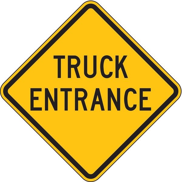 Lyle Truck Entrance Traffic Sign, 24 in H, 24 in W, Aluminum, Diamond, English, LW2-X12T-24HA - LW2-X12T-24HA