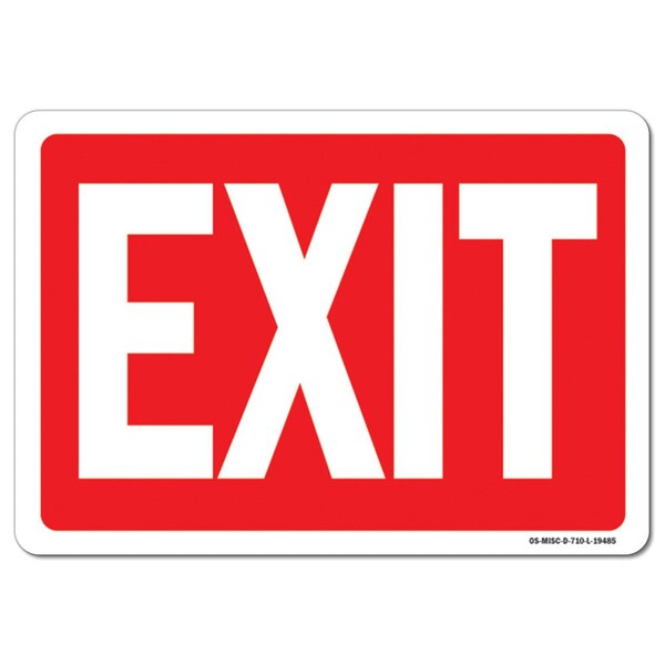 Signmission OSHA Sign, Exit, white on red, 24in X 18in Rigid Plastic, 18"W, 24" L, Landscape - OS-MISC-P-1824-L-19485