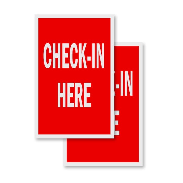 Signmission Check-in Here, A-Frame & 2 Decals Installed, Heavy-Duty Plastic Frame - SBHD-D-2436-CHECK-IN HERE