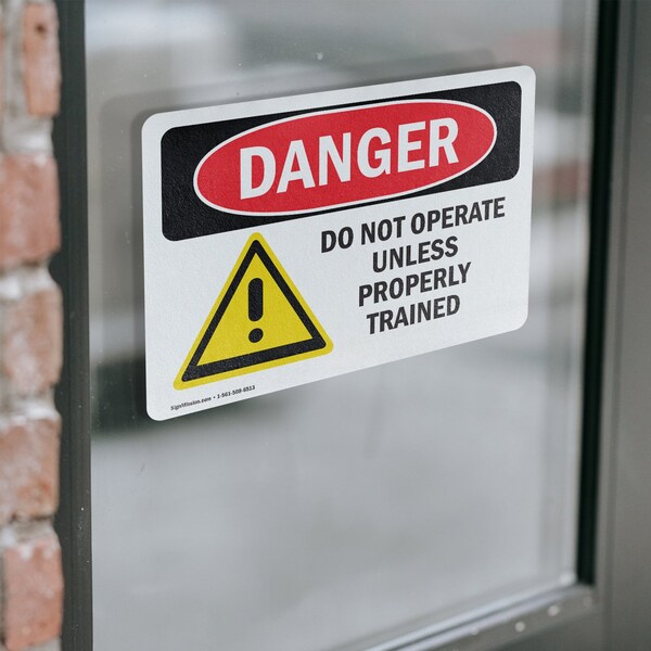 Signmission Do Not Operate Unless Properly Trained Danger Sign, Vinyl Decal, 5in W x 3.5in L, 2PK - OS-2PACK-DS-D-35-L-1156