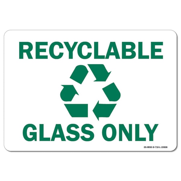 Signmission OSHA, 3.5" Height, Decal, 5" x 3.5", Landscape, Recyclable Glass Only with Graphic - OS-MISC-D-35-L-19508