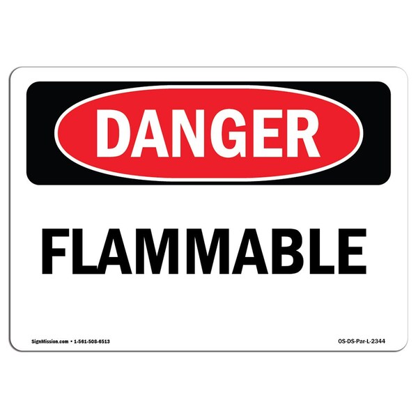 Signmission Safety Sign, OSHA Danger, 3.5" Height, 5" Width, Flammable, Landscape - OS-DS-D-35-L-2344