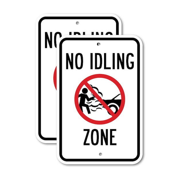 Signmission No Idling Zone, 12'' X 18'' 2 Signs, Heavy Gauge Aluminum, 2PK - A-1218-2PACK-2741
