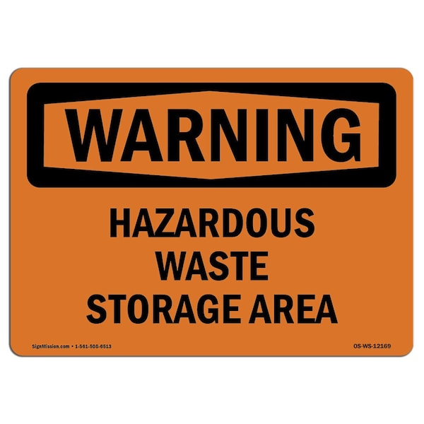 Signmission Safety Sign, OSHA WARNING, 3.5" Height, 5" Width, Hazardous Waste Storage Area, Landscape - OS-WS-D-35-L-12169