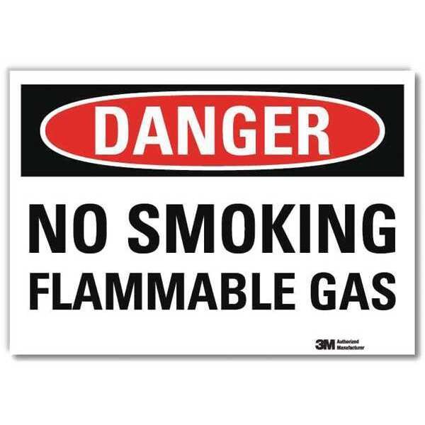 Lyle Danger No Smoking Sign, 5 in H, 7 in W, Reflective Sheeting, Horizontal Rectangle, U3-1837-RD_7X5 - U3-1837-RD_7X5