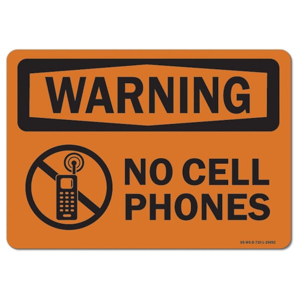 Signmission Safety Sign, OSHA Warning, 18" Height, Aluminum, No Cell Phones, Landscape - OS-WS-A-1824-L-19692
