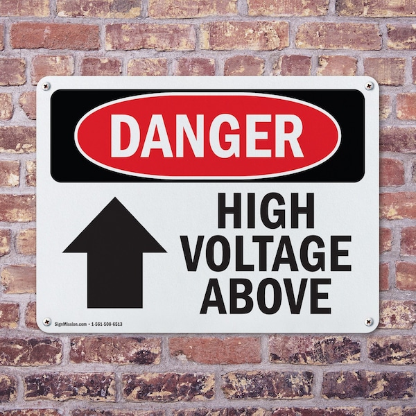 Signmission High Voltage Above Danger Sign, Plastic, 24in W x 18in L, 2PK - OS-2PACK-DS-P-1824-L-2228